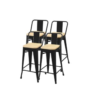 Moad - Pack 4 Taburetes Tolix Negro Wood 66Cm