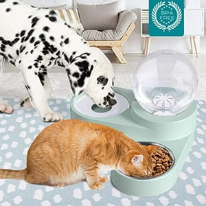 Bebedero Fuente De Agua Y Comida Para Mascotas - Verde