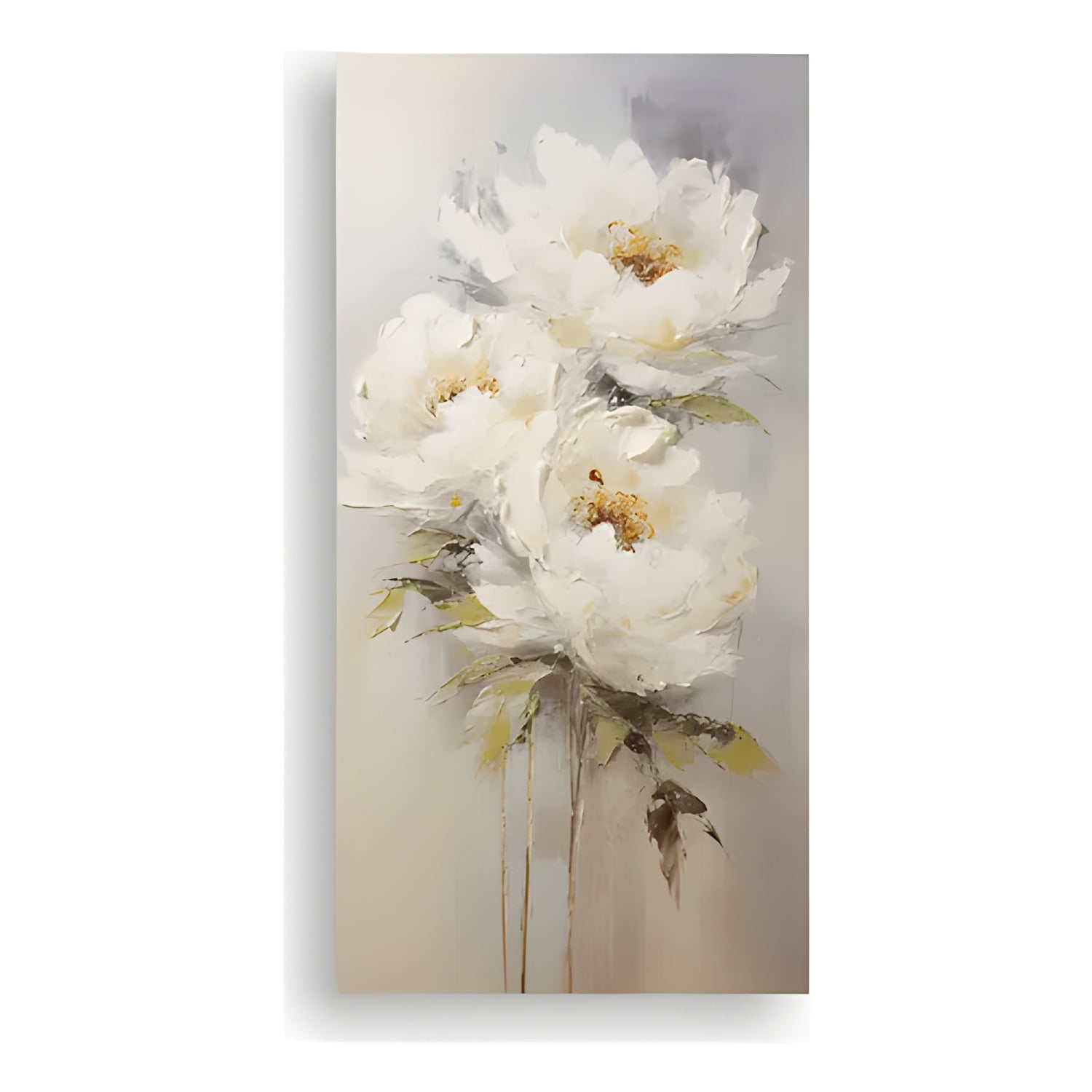 Genérico - Cuadro Peonías Blancas Acuarela 30x60 Cm