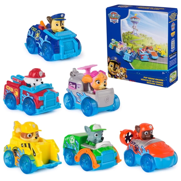 Pack de 6 unidades de Toy Paw Patrol Pup Squad Racer con Chase, Marshall y Skye