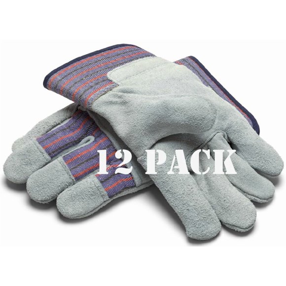 Guantes de trabajo Greendale de cuero y algodón resistentes, paquete de 12