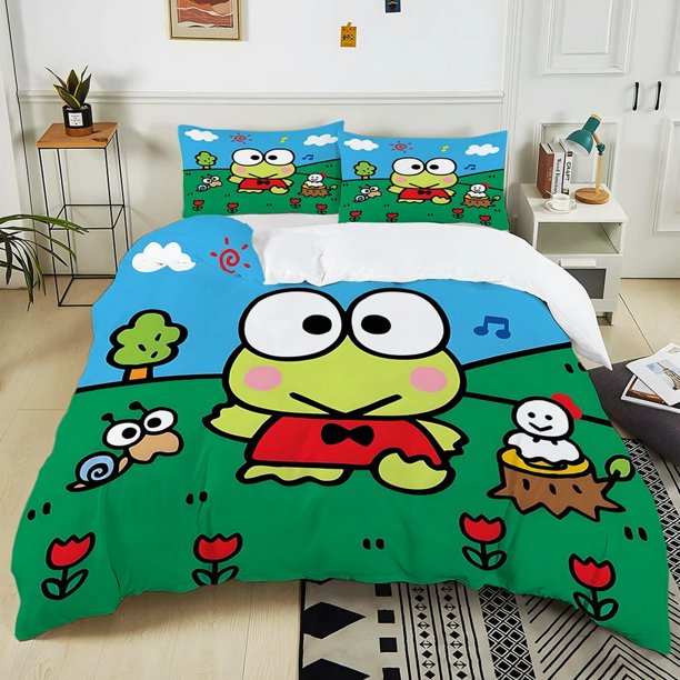 v2611 Bed Sheets Keroppi duvet cover set duvet cover pillowcase, kids bedroom bedding set boy girl king home textile gift duvet cover set. 3-Piece Bedding Set (1 Duvet Cover + 2 Pillow Shams) Bed Shee