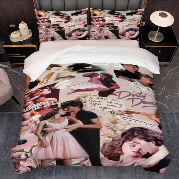 3pcs Spicy Dance Romantic Collage Theme Korean Wave Insures Printed Bedding Three-Piece Set Duvet Cover Pillowcase Set