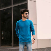 T-World - Polera Algodón Manga Larga Cuello Redondo Uv Antipilling Azulino