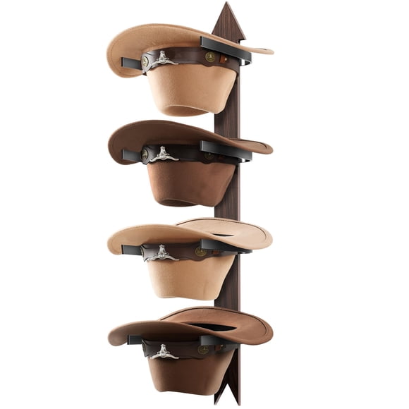 Perchero de Pared para Sombreros Vaqueros Cinati para 4 Sombreros