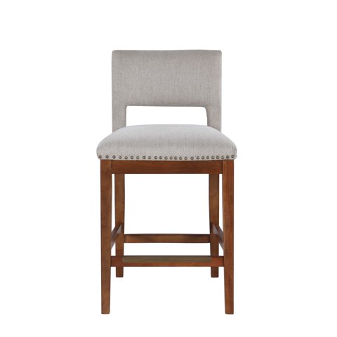 M&Ms - Upholstered Top Bar Stools With Studs And Wooden Legs (1 Pc Only)