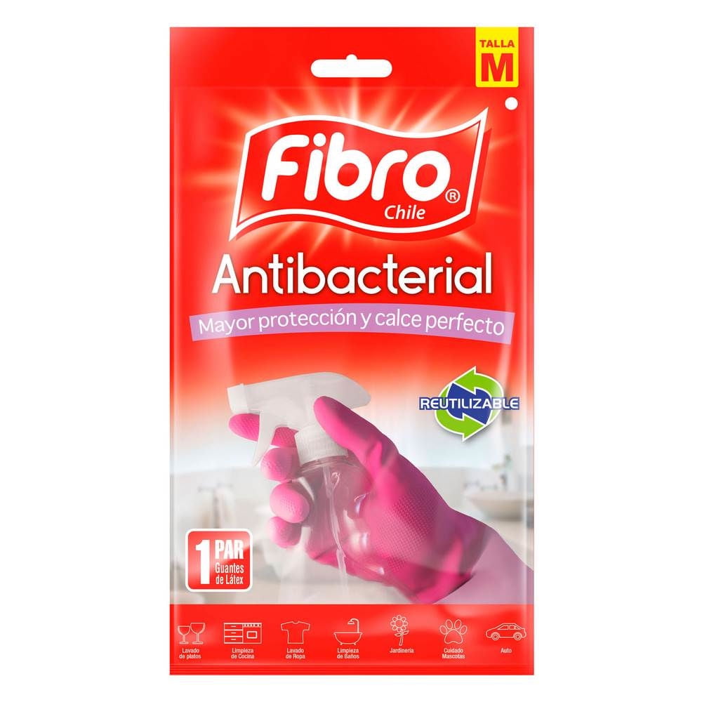 Guantes Antibacterial Talla M 2 un Fibro