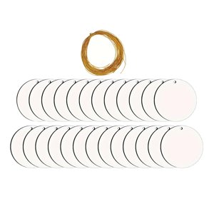 Magideal - 25 Adornos Navideños De Madera Por Sublimación, Colgante De Árbol, Recuerdo, Regalo, Rodajas De Madera Redondas Sin Terminar En Blanco Para Fiesta, Pi