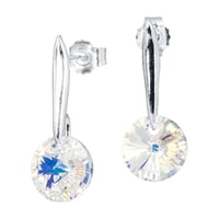 Joyas Montero - Aros Punto De Luz Plata Italiana 925 Y Cristal Genuino Aurora Boreal