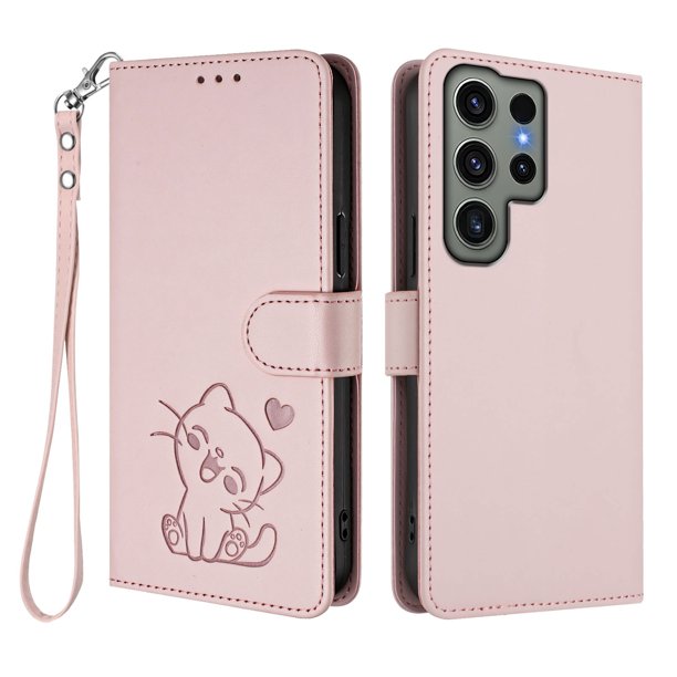 Funda Volteable tipo Billetera con Correa para Samsung Galaxy S23 Ultra, Rosa