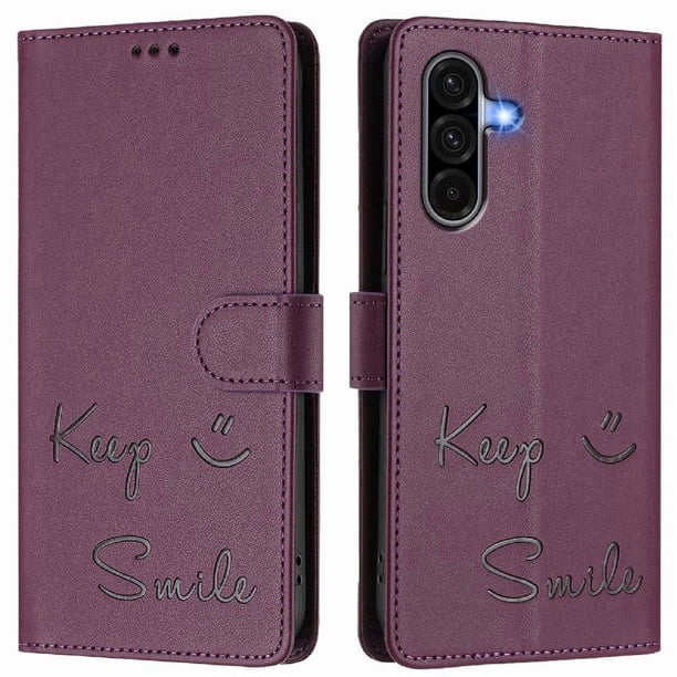 Funda Cartera para Samsung Galaxy A36 5G con Bloqueo RFID, Cierre Magnético y Ranuras Tarjetas Morado