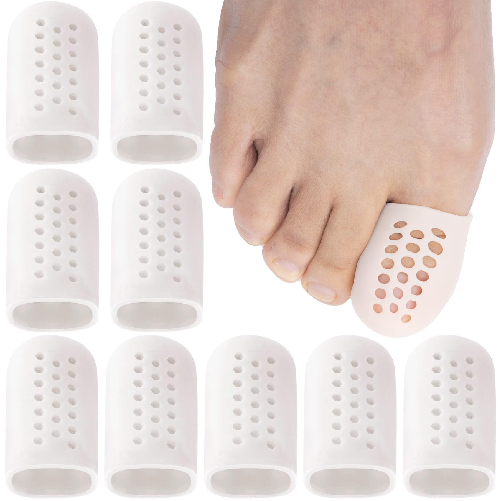 Protectores De Dedos Alpinleux Paquete De 10 Tapones De Gel De Silicona Para Dedo Gordo