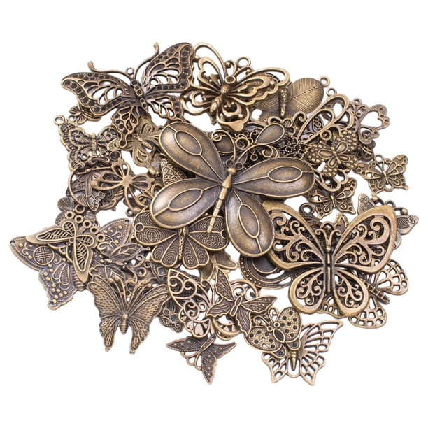 Colgantes de Amuletos de Mariposa, Pequeños Accesorios Decorativos, Estilo Vintage, Metal para Llaveros, Artículos de Joyería, Artículos para Manualid bronce