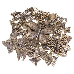 Magideal - Colgantes De Amuletos De Mariposa, Pequeños Accesorios Decorativos, Estilo Vintage, Metal Para Llaveros, Artículos De Joyería, Artículos Para Manualid Bronce
