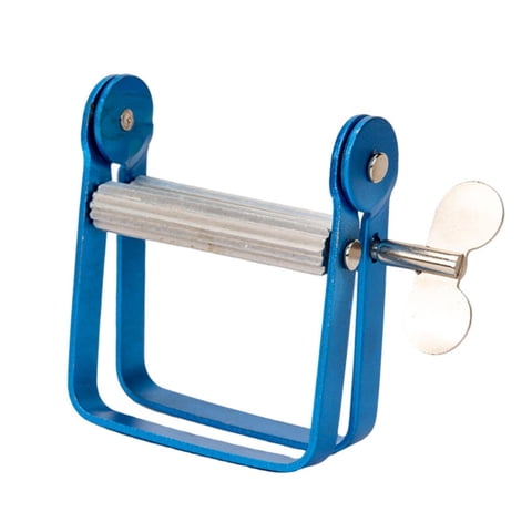 Magideal - Dispensador De Pasta De Dientes Limpiador Facial De Acero Inoxidable Práctico Exprimidor De Pasta De Dientes Manual Portátil Para Cremas De Peluquería Azul