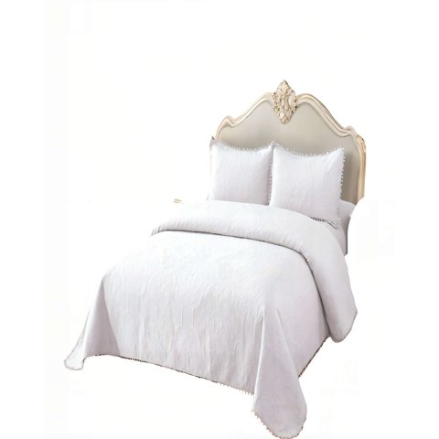 Genérico - Cubrecama De Verano Quilt 2 Plazas Con Pompon Color Blanco