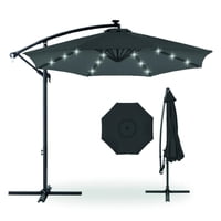 Quitasol Terraza 360° 3X3 Mt Panel Solar Luz Led Grafito Vincenzi