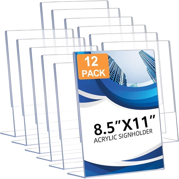 Porta Cartel Acrilico 8 5x11 12 Pack L Shape