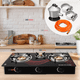 thumbnail image 1 of Cocina Encimera a Gas Licuado Vidrio 3 Platos + Kit De Instalación Cocinilla Negro, 1 of 7