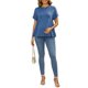 thumbnail image 2 of INSPIRE CHIC Blusa de Maternidad para Mujer con Mangas Cortas, Cintura Plisada, Camiseta de Embarazo, Peplum Suelto y Casual, Talla M, Azul, 2 of 6
