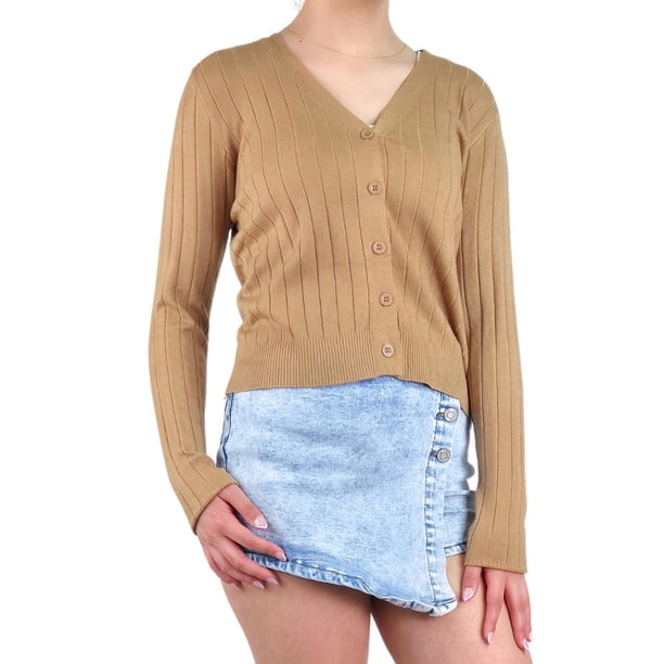 Sweater Mujer Cardigan Botones Otoño Cuello V Diseño 6009