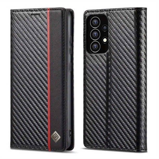 Premium Leather Wallet Case with Carbon Fiber Pattern for Samsung Galaxy S23 Ultra S22 S21 FE Ultra S20 FE S10 Plus A54 A53 A52 A52s A51