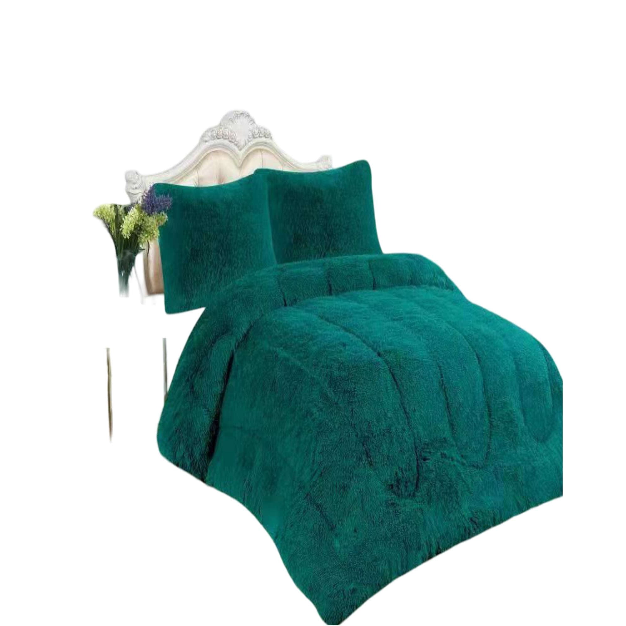 Genérico - Plumon Peludo 2 Plazas Verde