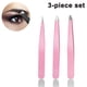 thumbnail image 1 of Juego de pinzas profesionales de acero inoxidable. Pinzas de precisión para cejas. Gran precisión para vello facial, vellos encarnados, astillas, puntos negros y garrapatas (negro)., 1 of 8