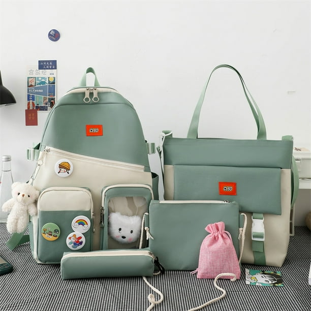 5 Set Backpack For Teenger Girl Student Bag Female High Capacity Backpack Cute BookBags Water Proof School Bags For Woman 2022