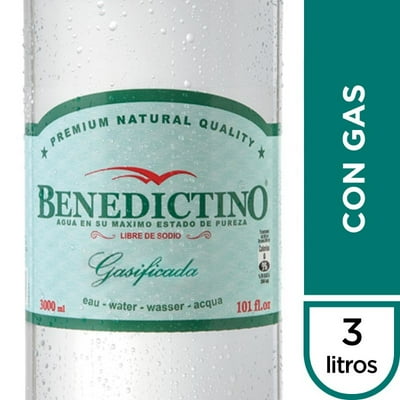 Agua Purificada Con Gas Botella 3 L Benedictino