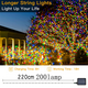 thumbnail image 2 of Paquete de 2 guirnaldas de luces solares de 22 metros con 200 LED cada una, decoración para exteriores, 8 modos de iluminación para jardines., 2 of 5