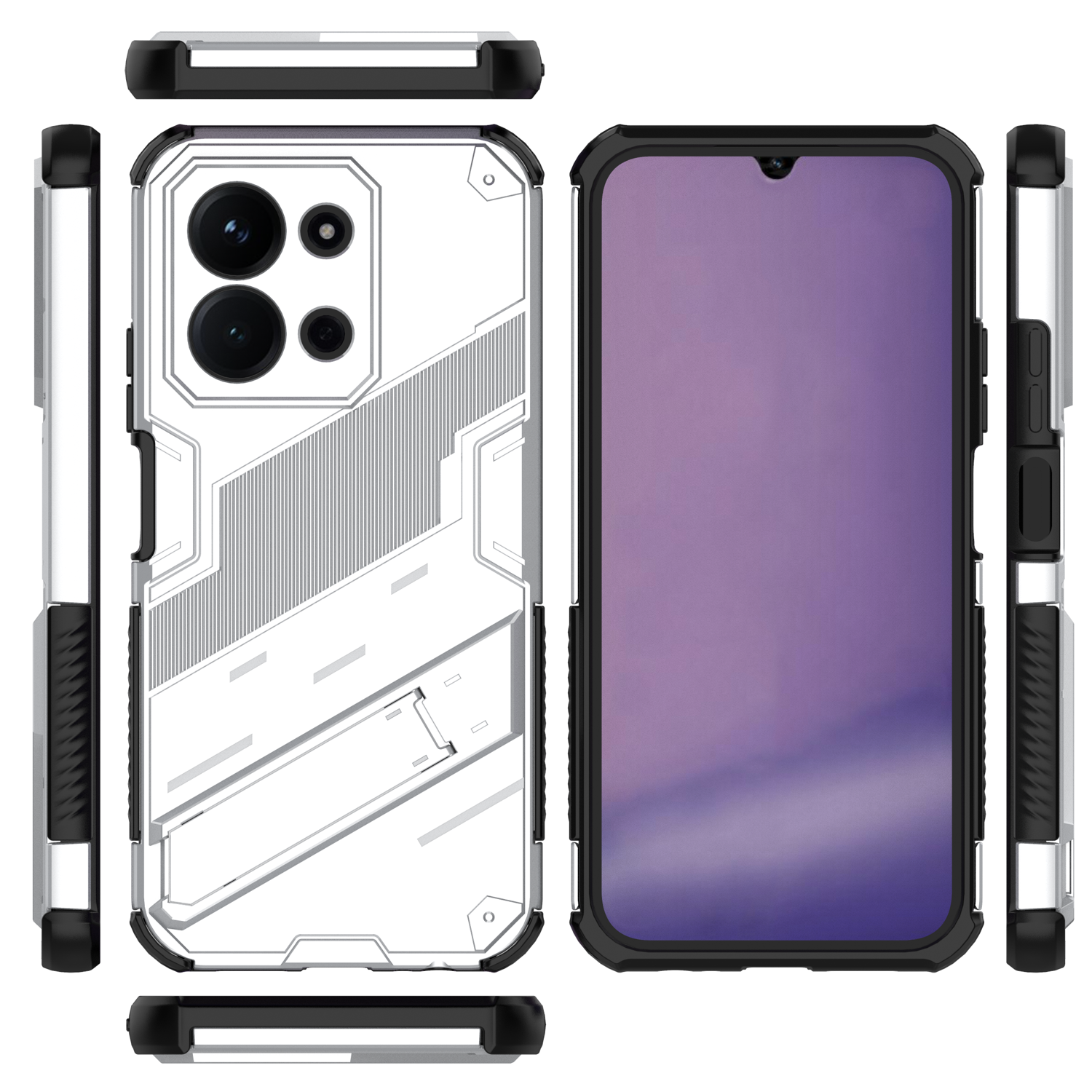 Funda Gangxun Antigolpes Para Xiaomi Redmi 15C 5G Con Soporte Invisible, Antihuellas Y Protección Completa