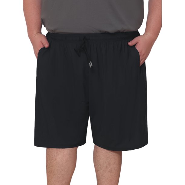 INSPIRE CHIC Pantalones Cortos Deportivos para Hombre Grandes y Altos con Bolsillos con Cremallera por Encima de la Rodilla y Cintura con Cordón 3XL Negro