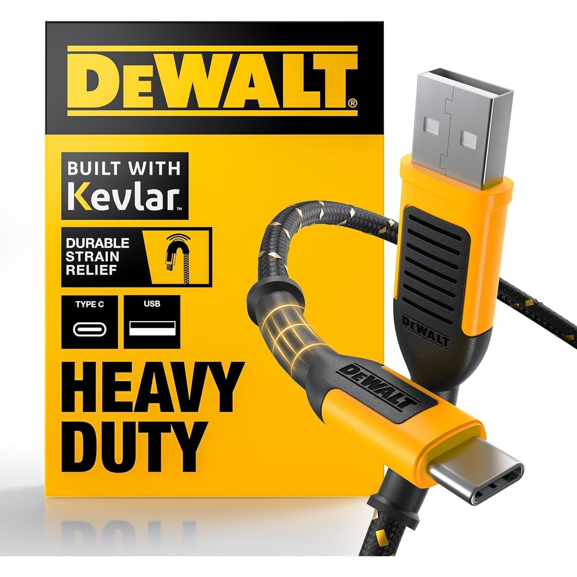 Cable Usb A Usb-c Dewalt De Alta Resistencia, 3 M, Para Iphone Y Macbook