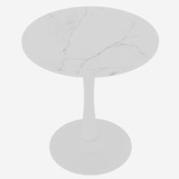 M&Ms - 27.6-Inch White Coffee Table, Mid-Century Modern Style Dining Table, Suitable For 2-4 People, Featuring A Round White-Veined Marble Tabletop, Perfect For Various Settings.