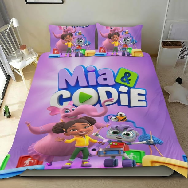 Mia y Codie Conjunto de sábanas temático, trío de piezas, cómodo y amigable con la piel, diseño único, regalo de decoración para el hogar para familiares, amigos y fans, 90 cm * 190 cm