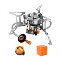 Magideal - Estufa De Gas Plegable Para Utensilios De Cocina De Quemador Dividido Con Adaptador Horno A Prueba Estufa De Campamento Liviana Para