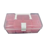 Ioensy - Caja Organizadora De Plástico Transparente Con 32 Rejillas Vacía Para Anillos, Adornos Para Uñas, Dijes, Color Rosa