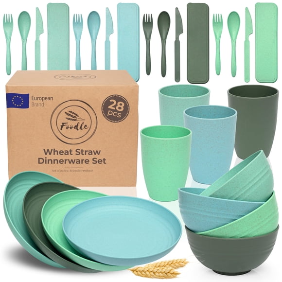 Juego de Vajilla FOODLE de Paja de Trigo Libre de BPA 28 piezas