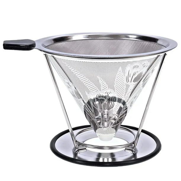 Filtro de café reutilizable, soporte de acero inoxidable, cestas de embudo de malla metálica, filtros de café de goteo, gotero, taza de filtro de café de goteo