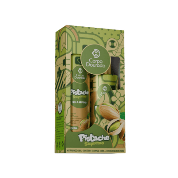 Kit Capilar Pistache Supremo shampoo más acondicionador Corpo Dourado