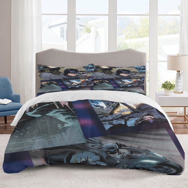 Batman Bedding Sets Cartoon Duvet Cover Lightweight 3 Piece Bet Sets for Kids Boys Girls