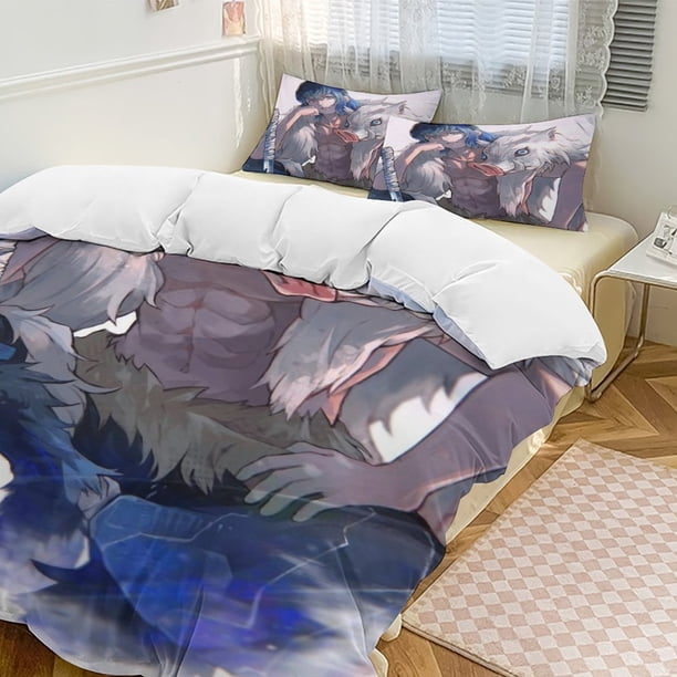 Demon Slayer Anime Home Bed 3-piece Set Classic Japanese Anime Polyester Wash Student Dormitory Set