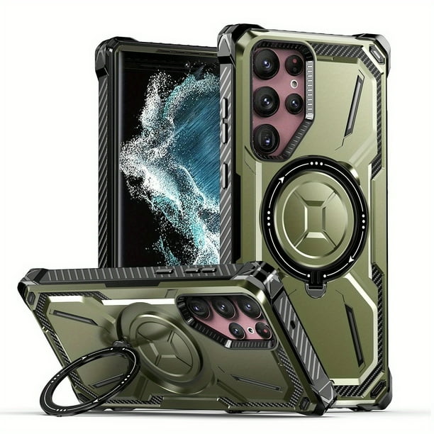 For Samsung Galaxy S23 S22 S21 Ultra S23 Plus Case Metal Kickstand Magnetic Case , Heavy Duty Bumper Shockproof Phone Case