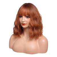 Ioensy - Peluca De Pelo Mujer Longitud Del Hombro Rizado Ondulado Uso Diario Disfraz Cosplay Marrón