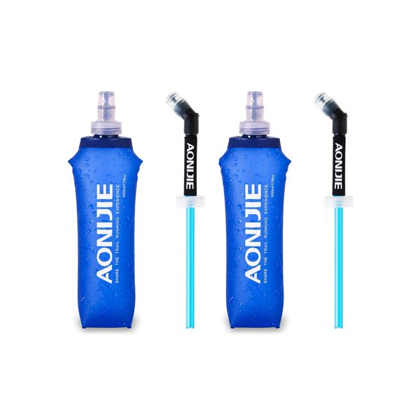 Botellas de agua AONIJIE de TPU, plegables y suaves, 500 ml, con pajita, 2