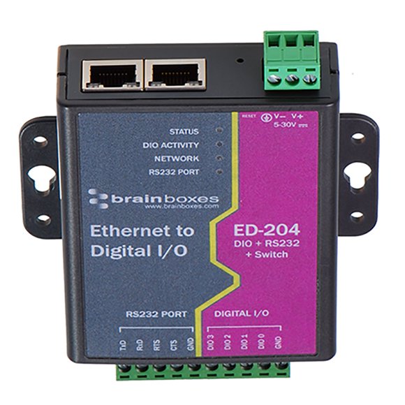 Brainboxes ED-204 Switch Ethernet con 4 E/S y RS232