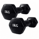thumbnail image 1 of Par de Mancuernas 1kg c/u Total 2kg Hexagonales de Vinilo, 1 of 2