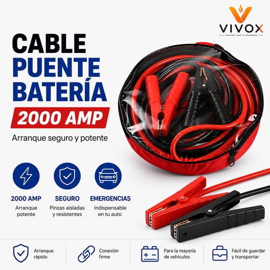 Movi - Cables De Arranque Para Batería 2000a Potencia Y Seguridad Para Emergencias En Ruta.