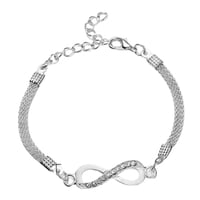 Magideal - Rhinestone Infinite Bracelet Ajustable Elegante Metal Cobre Colgante Ornamento Cadena Para Día De Navidad Día Valentín Mujeres Hombres Un